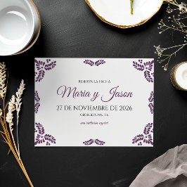 Talavera Purple Floral Minimalist Spanish Wedding Save The Date