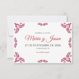 Talavera Red Floral Minimalist Spanish Wedding Save The Date