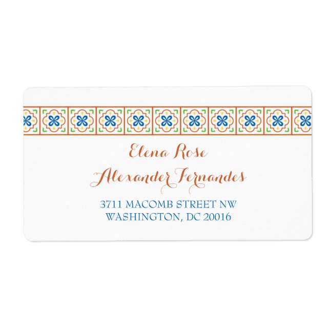 Talavera Spanish Tile Reply Card Posting Label (Vorne)