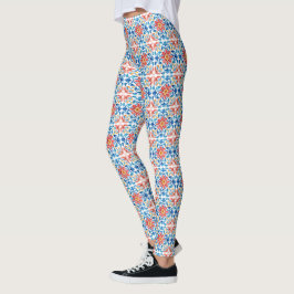 Talavera style Mexican Folk Art Leggings