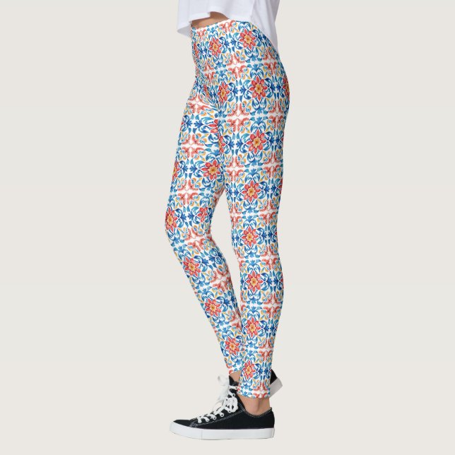 Talavera style Mexican Folk Art Leggings (Links)