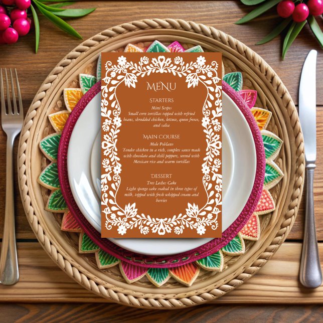 Talavera terracotta Mexikanische Hochzeitskarte (Talavera terracotta Mexican wedding menu cards personalized printed menu cards personalized decor)