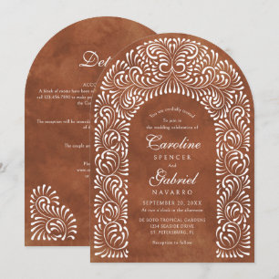 Talavera Terrakotta Fiesta QR-Code Hochzeit Einladung