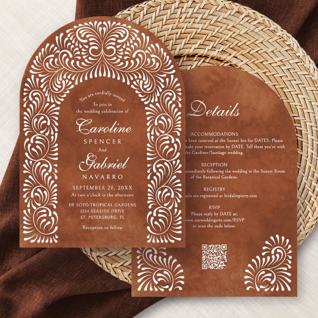 Talavera Terrakotta Fiesta QR-Code Hochzeit Einladung (Von Creator hochgeladen)