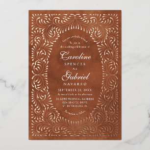 Talavera Terrakotta-Mexikanische Hochzeit Folieneinladung
