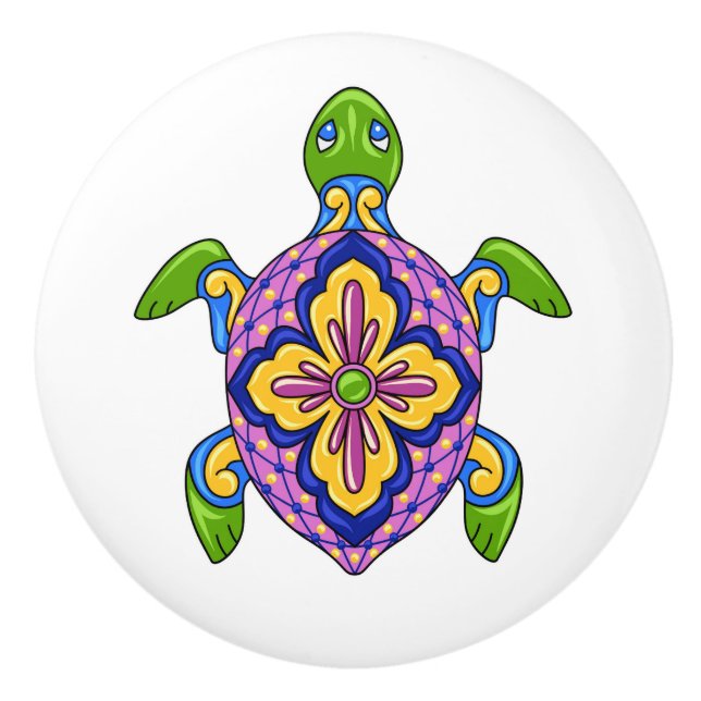Talavera Turtle Keramik Drawer Knob Keramikknauf (Vorderseite)