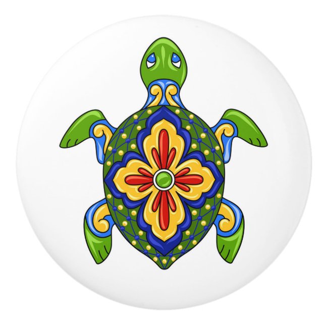 Talavera Turtle Keramik Drawer Knob Keramikknauf (Vorderseite)
