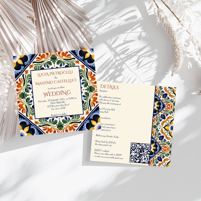 Talavera Vintag mexikanisch alle in einer Hochzeit Einladung (Talavera vintage Spanish Mexican  Hacienda wedding all in one Invitation template instant download)