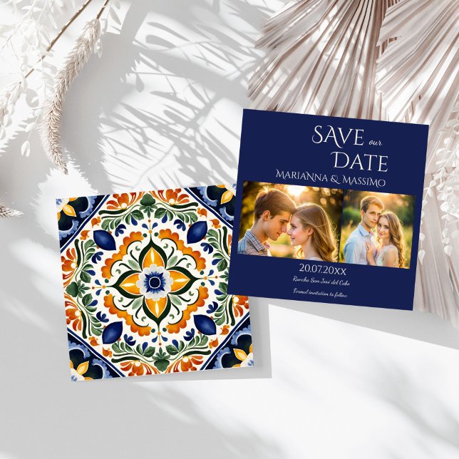 Talavera Vintages mexikanisches Hochzeitsfest Foto Save The Date (Talavera vintage Mexican wedding photo Save The Date)