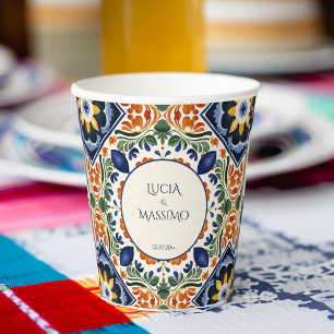 Talavera Vintages mexikanisches Hochzeitsmonogramm Pappbecher