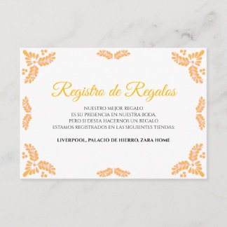 Talavera Yellow Floral Minimalist Spanish Wedding Begleitkarte