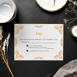 Talavera Yellow Floral Minimalist Spanish Wedding RSVP Karte