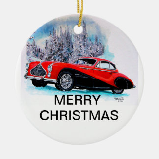Talbot-Lago T26 GS Coupé WEIHNACHTSkarte 1951 Keramikornament