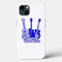Talent seit Geburt. Vintage blaue Gitarren