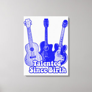 Talent seit Geburt. Vintage blaue Gitarren Leinwanddruck
