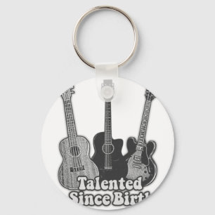 Talent seit Geburt. Vintage schwarz-weiße Gitarre Schlüsselanhänger