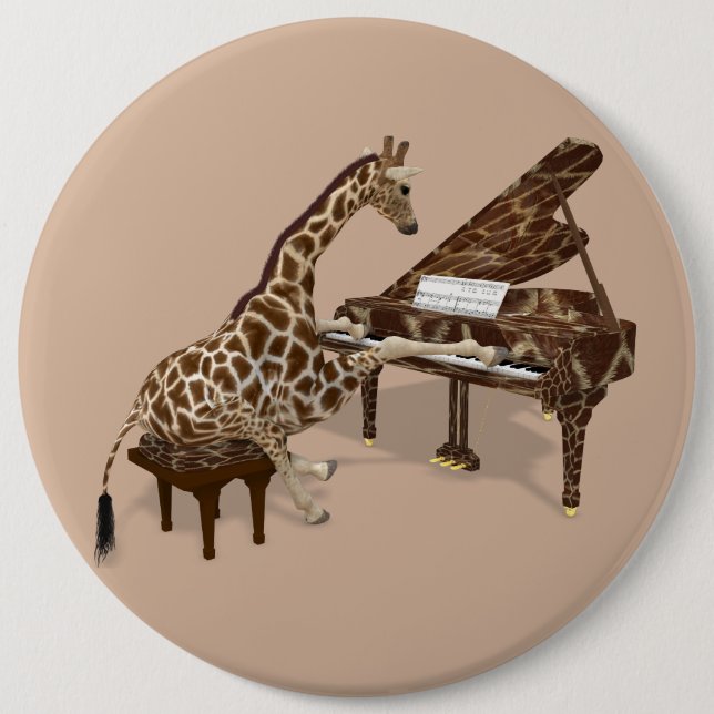 Talented Giraffe Plays Grand Piano Button (Vorderseite)