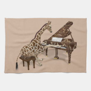 Talented Giraffe Plays Grand Piano Küchentuch