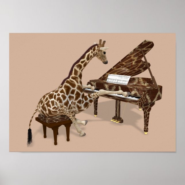 Talented Giraffe Plays Grand Piano Poster (Vorne)