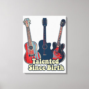 Talentiert seit der Geburt. Retro farbige Gitarren Leinwanddruck
