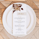 TALIA Bohemisch Terracotta Rodelbahn Herbst Menükarte<br><div class="desc">Dieses Menü bietet böhmische Blüten und bordeauxfarbene Blumenmuster in Verbindung mit einem handgeschriebenen Terrakotta-Script-Schriftart. Dieses Boho-Menü ist die perfekte Ergänzung zu Ihrem Frühjahr-,  Sommer- oder Herbstgarten-Event.</div>