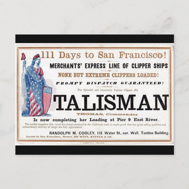 Talisman Clipper Schiff 1855 Postkarte (Vorderseite)