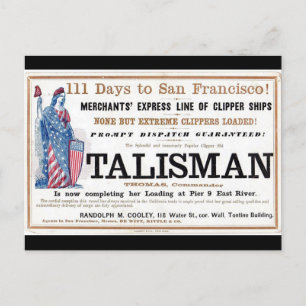 Talisman Clipper-Schiff fährt 1855 Postkarte