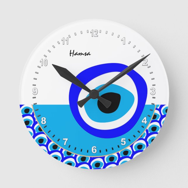 Talisman & Evil Eye Amulet, türkisch / arabisch we Runde Wanduhr (Vorderseite)
