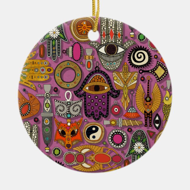 Talisman-Pfingstrose Keramik Ornament (Vorne)