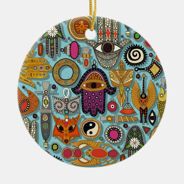 Talisman-Pool Blau Keramik Ornament (Vorne)