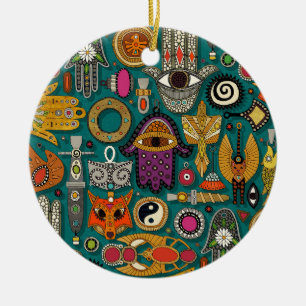 Talismane in viridianem Grün Keramik Ornament