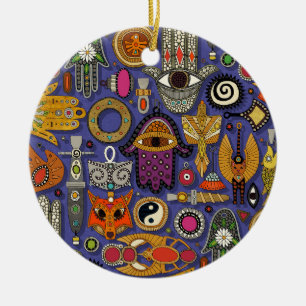 Talismane violett blau keramik ornament