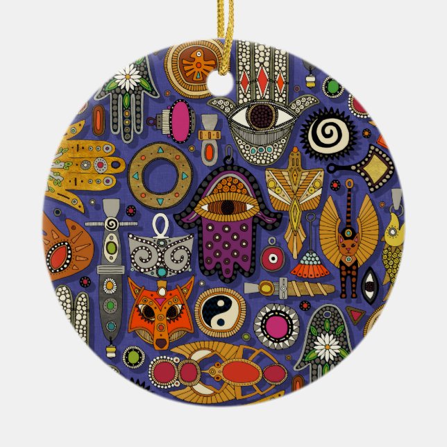Talismane violett blau keramik ornament (Vorne)