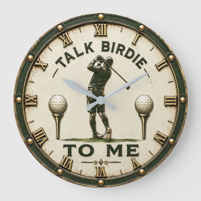 Talk Birdie to Me Golf Große Wanduhr (Vorderseite)