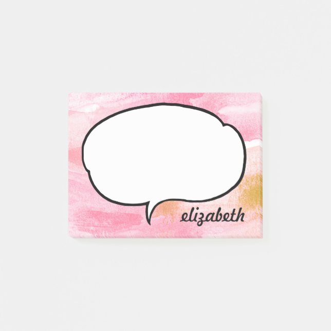 Talk Bubble Personalisiert Name Post-it Klebezettel (Vorderseite)