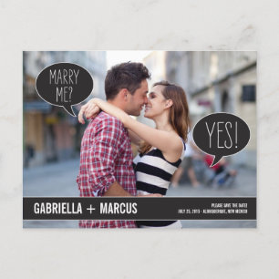 Talk Bubbles Wedding Save the Date Ankündigungspostkarte
