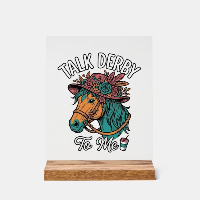 Talk Derby Pferd Vintage Gravur Design Acrylschild (Vorderseite)