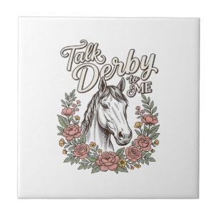 Talk Derby To Me Florales Pferd Vintage Shirt_1 Fliese