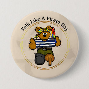 Talk Like A Pirat Day Teddy Bear Pirat Button