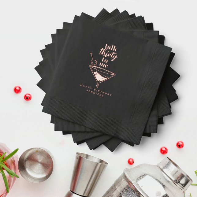 Talk Thirty To Me 30th Birthday Party Black Gold Servietten Mit Folie (Von Creator hochgeladen)