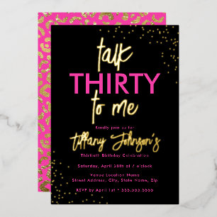 Talk Thirty To Me Leopard Pink Gold 30. Geburtstag Folieneinladung
