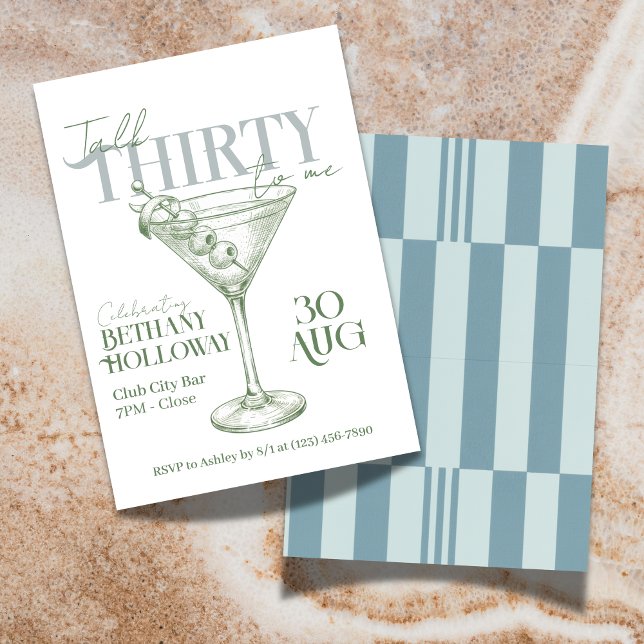 Talk Thirty To Me Martini Cocktail 30th Birthday Einladung (Celebrate the big 3-0 with this stylish Talk Thirty To Me Martini Cocktail 30th Birthday Invitation!)