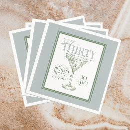 Talk Thirty To Me Martini Cocktail 30th Birthday Serviette