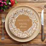 Talka-Brautparty-Monogramm Pappteller<br><div class="desc">Mexican Talavera Terracotta Brautparty mit Monogramm individuelle Servietten Vorlage,  braunes und weißes Talavera Stil Brautparty personalisiert Servietten,  Papel Picado Brautparty bedruckte Servietten Senf Talavera Brautparty personalisierte Tischdekoration Vintag Talavera personalisiert Tafelgeschirr Tischdekor</div>