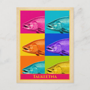 Talkeetna Postkarte Alaska Lachs Vintage