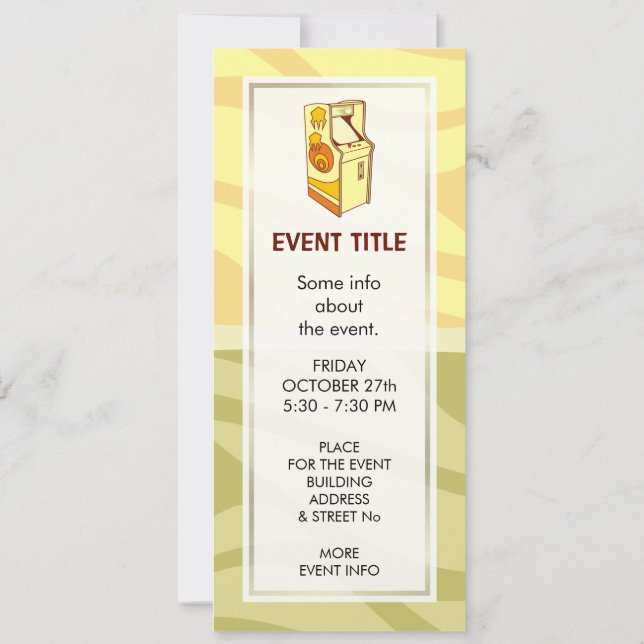 Tall Arcade Games Console Einladung (Rückseite)