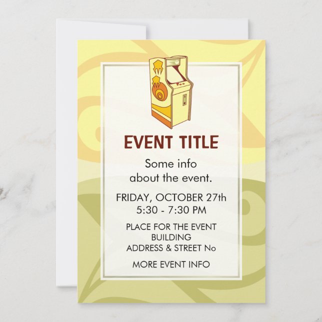 Tall Arcade Games Console Einladung (Rückseite)