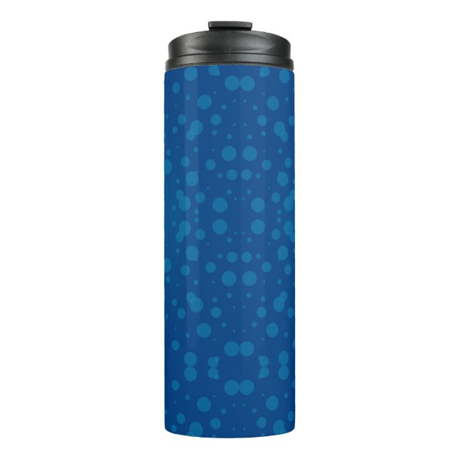 Tall blue travel mug with a black lid thermosbecher (Vorderseite)