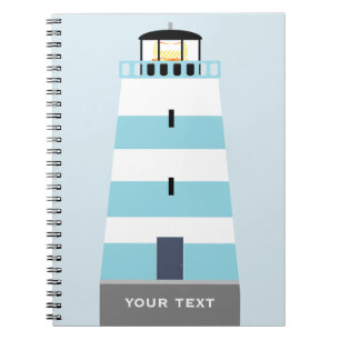 Tall Blue und White Lighthouse Personalisiert Notizblock
