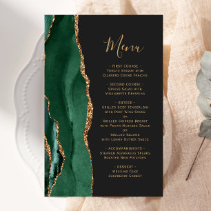 Tall Budget Emerald Green Gold Agate Dark Wedding